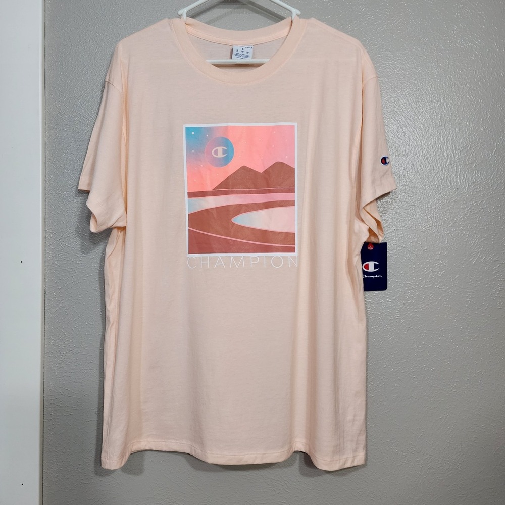 Champion T Shirt Women's Size Large Pale Blush Short Sleeve